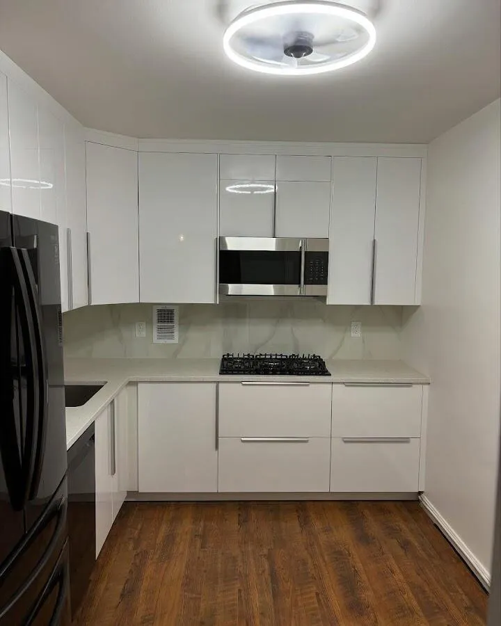Renovated kitchen with quartz countertops in Cranston